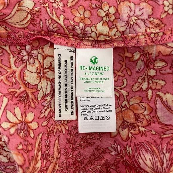 J. Crew Squareneck Puff-sleeve Cotton Blend Voile Top XL puff-sleeve Pink Floral - Picture 11 of 13